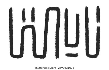 Abstract lines ornament. Freehand geometric grunge stroke elements set . Wavy black brush ink shapes. Tribal ethnic decor. Vector hand drawn illustration isolated on background.