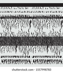 Abstract lines ornament seamless pattern. Wallpaper black and white. Hand drawn graphics.