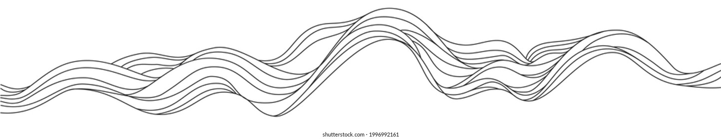 Abstract lines outline of mountains and hills or wave surface. Doodle Vector illustration