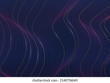 Abstract lines pattern design wavy tech template. Futuristic design with gradient colors, well organized object layers background. Illustration vector