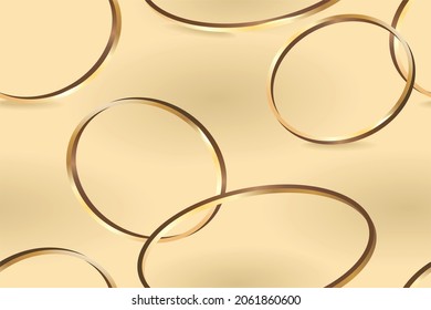 Abstract lines pattern of golden rings on a golden background. 