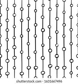 Abstract lines seamless pattern. Fashion 80-90s. Black and white textures - Vector