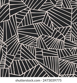 Abstract lines seamless pattern. Geometric stripe line ornamental texture with minimal abstract organic fan shapes pattern.