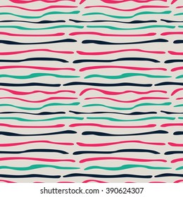 Abstract lines seamless pattern. Pink green black lines in seamless background texture. EPS8 vector illustration includes Pattern Swatch.