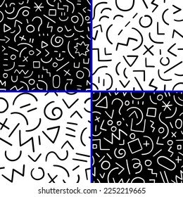 abstract lines seamless pattern set , vector design element