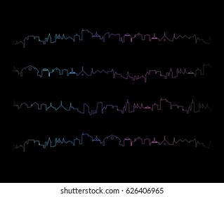 Abstract lines in shape of city illustration
vector outline cityscape silhouettes set