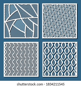 Abstract lines and shapes pattern for laser cutting. Universal greeting card, laser cut panel. Vector illustration. Square 1:1.