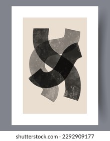 Abstract lines simplicity forms wall art print. Contemporary decorative background with forms. Wall artwork for interior design. Printable minimal abstract lines poster.