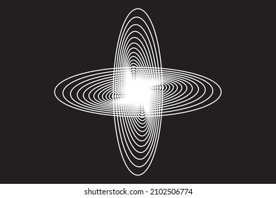 Abstract lines Spirograph 4 propeller blades or oval. Vector illustration.
