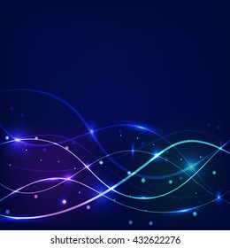 abstract lines and stars formed patterns on a dark blue background