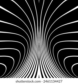 Abstract Lines Symmetrical Pattern. Black and White Background. Vector Art.