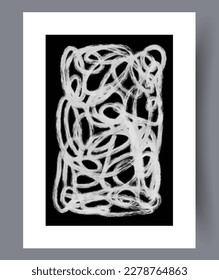 Abstract lines tangled tracery wall art print. Printable minimal abstract lines poster. Contemporary decorative background with tracery. Wall artwork for interior design.