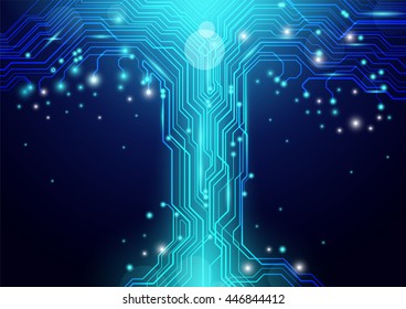 Abstract lines technology background. Tree line chipset concept design