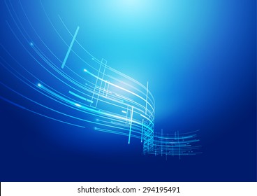 Abstract Lines Technology Blue Background, Vector Illustration