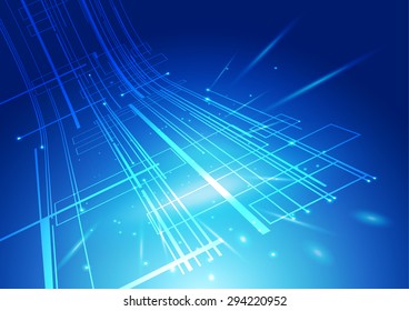 Fondo azul de la tecnología de líneas abstractas, Ilustración vectorial