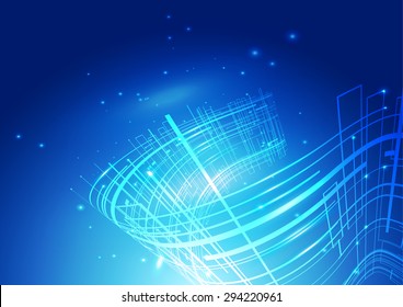 Abstract Lines Technology Blue Background, Vector Illustration