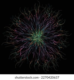 Abstract lines technology circle bright colors. Glowing future metaverse fantasy background. Optical space futuristic eye