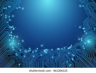 Abstract lines technology on blue background. chipset concept