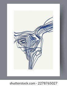 Abstract lines thin drawing wall art print. Printable minimal abstract lines poster. Wall artwork for interior design. Contemporary decorative background with drawing.