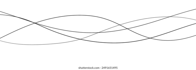 Abstract lines. Thin smooth wavy lines drawn by hand.On a white background. Vector