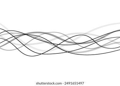Abstract lines. Thin smooth wavy lines drawn by hand.On a white background. Vector