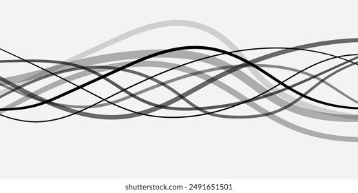 Abstract lines. Thin smooth wavy lines drawn by hand.On a white background. Vector