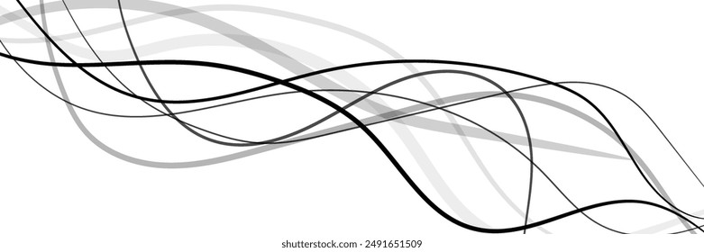 Abstract lines. Thin smooth wavy lines drawn by hand.On a white background. Vector