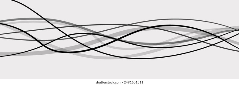 Abstract lines. Thin smooth wavy lines drawn by hand.On a white background. Vector