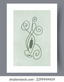 Abstract lines tortuous sketch wall art print. Printable minimal abstract lines poster. Wall artwork for interior design. Contemporary decorative background with sketch.