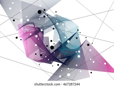 Abstract lines with transition. Abstract illustration mesh in space.
