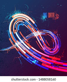 Abstract lines vector background, 3D dynamic motion stripes, technology or science theme abstraction design element, futuristic template for ads or poster or cover.