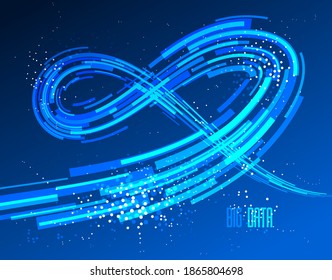 Abstract lines vector background, 3D dynamic motion stripes, technology or science theme abstraction design element, futuristic template for ads or poster or cover.