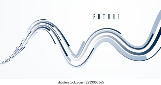 Líneas abstractas de fondo vectorial, rayas de movimiento dinámico 3D, tecnología o elemento de diseño de abstracción de temas científicos, plantilla futurista para anuncios o afiche o cubierta.