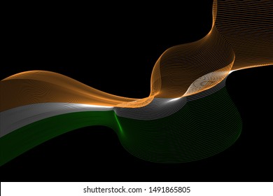 Abstract lines vector background. Colours of India flag. Eps10.