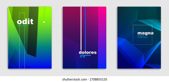 Abstract lines vector minimal modern brochures design set, cover templates, geometric halftone gradient. For Banners, Placards, Posters, Flyers. Beautiful and special, pattern texture.