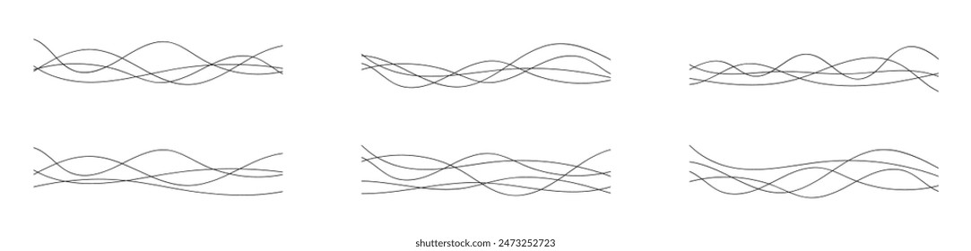 Abstract lines vector set. Wavy lines. Curve waves set. Thin line wavy abstract vectorillustration.