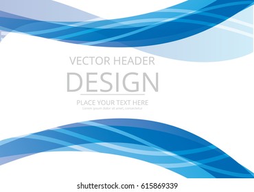 Abstract lines wave blue color background. Vector.