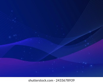Concepto de diseño de vector de fondo de tecnología curvada de onda de líneas abstractas. Líneas abstractas que fluyen en el fondo dinámico para la tecnología de IA, ciberespacio, presentación, alta tecnología, digital, aprendizaje automático, web