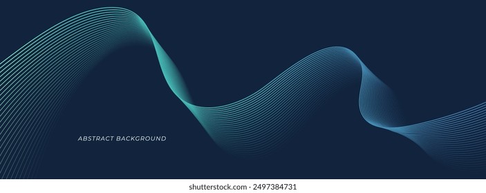 Las líneas Abstractas ondulan el color degradado sobre fondo oscuro. Diseño de Anuncio de Plantilla con forma líquida.
