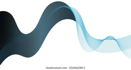 Abstract lines wave on white background, Design element for technology, science, modern concept.
