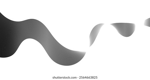 Abstract lines wave on white background, Design element for technology, science, modern concept.