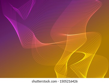 Abstract lines wave, on yellow purple background, cute background for web and print 