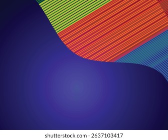 Abstract lines wave poster background vector. Minimalist color cover template with vibrant perspective line wave. Ideal design for banner, flyer, music, ads. social media, cover