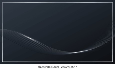 Abstract lines waveform elements with glowing light effect on background. Vector graphic illustration. 