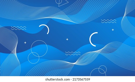 Abstract Lines and Waves Background With Memphis Geometric. Banner Design Template For Social Media And Websites.