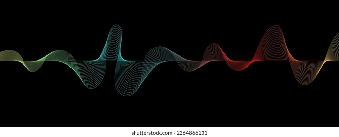 Líneas abstractas, olas. Ola musical. Fondo geométrico vectorial. Plantilla de diseño para portada, certificado postal, documento, negocio.