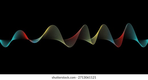 Linhas abstratas, ondas. Onda musical. Planos de fundo geométricos vetoriais. Modelo de design para capa, certificado de cartão postal, documento, empresa.