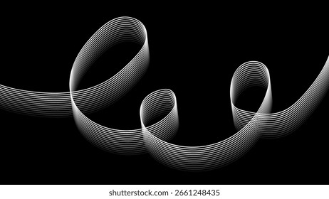 Líneas Abstractas degradado blanco y negro sobre fondo oscuro. Fondo de patrón de línea.