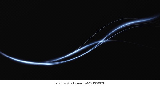 Abstract lines.Neon lines of speed and fast wind. effect of moving at the speed of light. Blue glow effect. Magic shiny line. Neon. Background.	