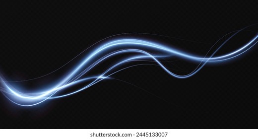Líneas Abstractas. Líneas de neón de velocidad y viento rápido. Efecto de moverse a la velocidad de la luz. Efecto de resplandor azul. Línea mágica brillante. Neón. Antecedentes.	